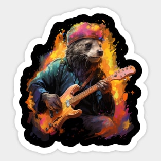 Honey Badger Playing Guitar Sticker